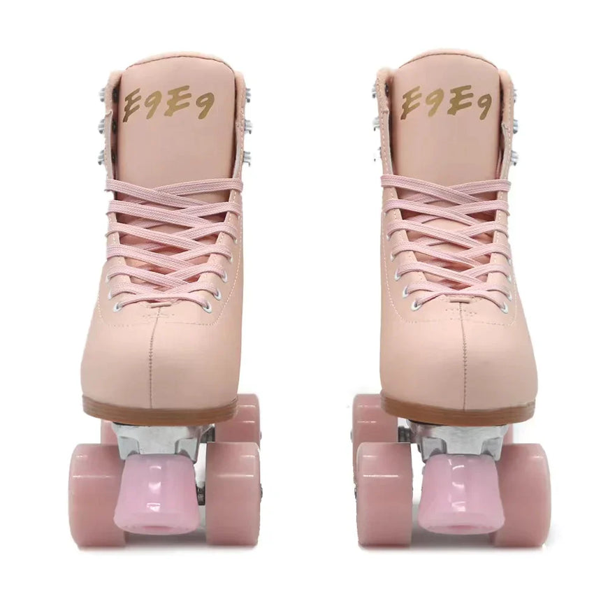 Pink Blue Double Row Roller Skates Shoes