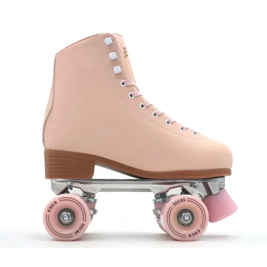 Pink Blue Double Row Roller Skates Shoes