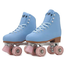 Pink Blue Double Row Roller Skates Shoes