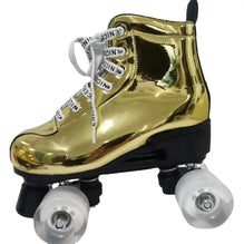 Gold Silver Leather Roller Skates Skating Shoes