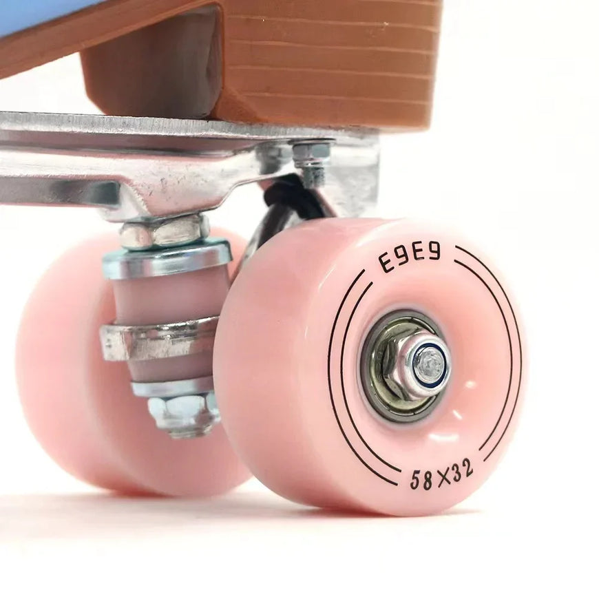 Pink Blue Double Row Roller Skates Shoes