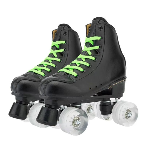 Men Women Black PU Leather Roller Skates 1