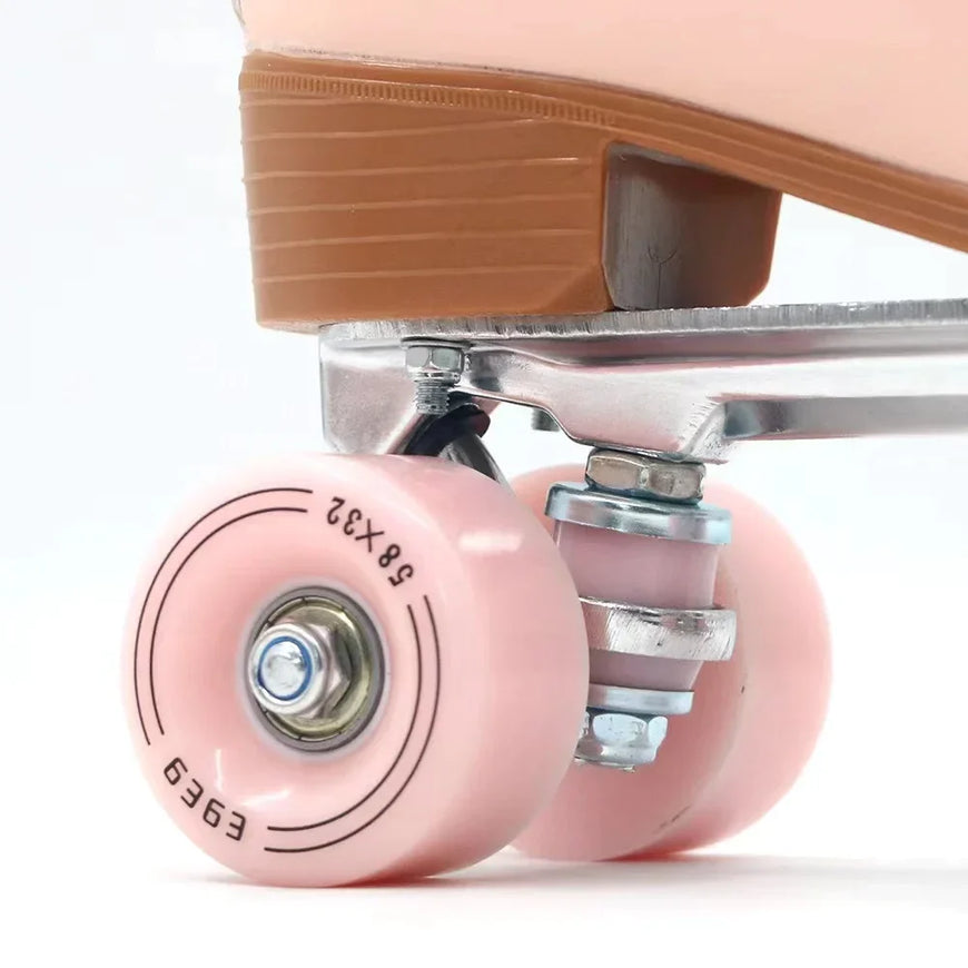 Pink Blue Double Row Roller Skates Shoes